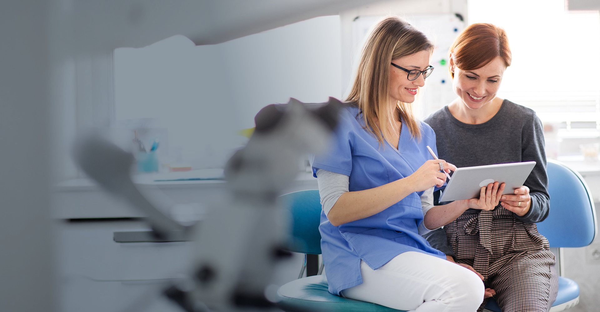 Dentists talking clinic