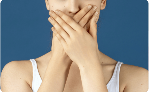 Woman hands covering mouth