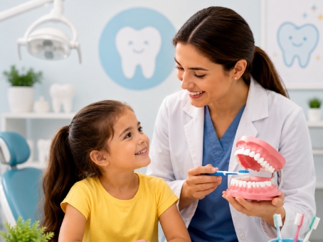 Teaching good dental health young patient